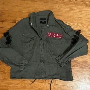 Walter baker beaded fringe tassel military jacket